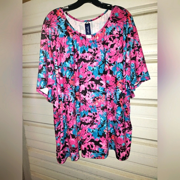Plus Size 34/36 4x 5x Womens Floral swimsuit Top Shirt Swimsuits For All - Picture 1 of 3